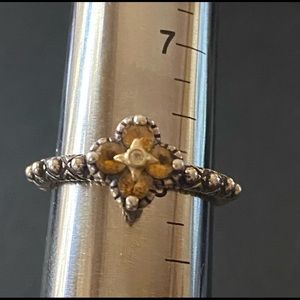 Barbara Bixby Sterling & 18K  Citrine ring size 8